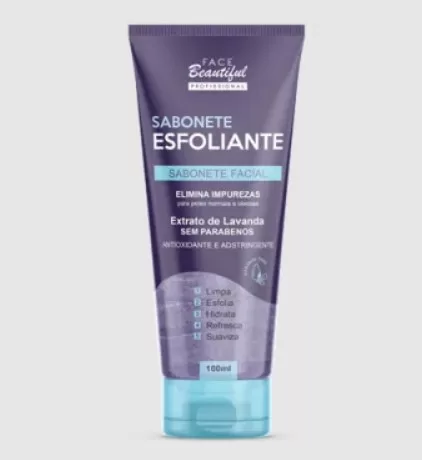 10 - Sabonete Facial Esfoliante Extrato de Lavanda - Face Beautiful