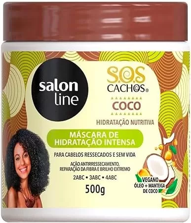 9- Máscara de Hidratação Intensa S.O.S Cachos Coco - Salon Line