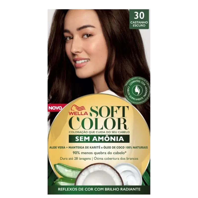 4 - Kit Soft Color 30 Castanho Escuro - Wella